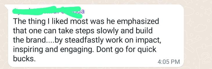 Student feedback on Saad's digital marketing course