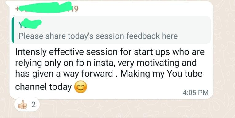 Student feedback on Saad's digital marketing course